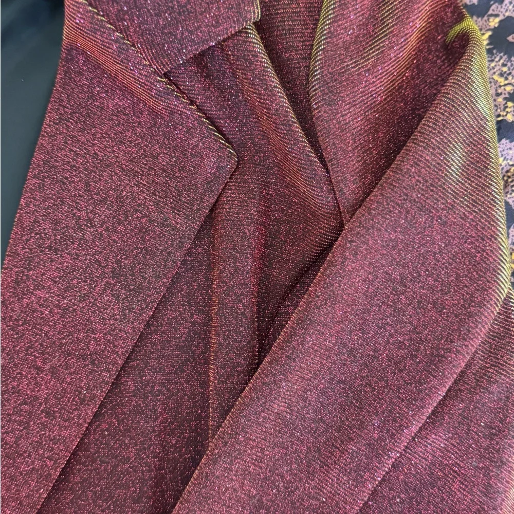 Rock & Roll Denim Blazer Jacket - Women's Sparkling Burgundy XS - Picture 2 of 4